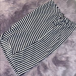 Leith Black & White Striped Skirt